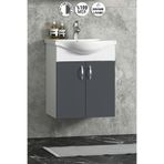 ÖZCEDEN Yıldız 50 cm Antrasit Gri MDF Seramik Lavabolu Asma Alt Banyo Dolabı