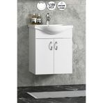 Özceden Yıldız 50 cm Beyaz Mdf Seramik Lavabolu Asma Alt Banyo Dolabı