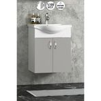 ÖZCEDEN Yıldız 50 cm Sis Gri MDF Seramik Lavabolu Asma Alt Banyo Dolabı