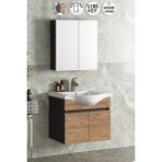 Özceden Yıldız 55 cm Antrasit Gri Mat-Atlantik Çam Mdf Seramik Lavabolu Asma Banyo Dolabı Takımı - Atlantik Çam - Beyaz