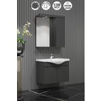 Özceden Yıldız 55 CM Antrasit Gri Mat MDF Seramik Lavabolu Asma Banyo Dolabı Takımı