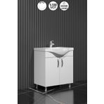 ÖZCEDEN Yıldız 55 cm Beyaz MDF Seramik Lavabolu Ayaklı Banyo Alt Dolabı