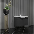 Özceden Yıldız 55 Komple Antrasit Gri Mat Renkli Mdf Alt Dolap ve Lavabo Taşı