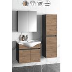 ÖZCEDEN Yıldız 55+35 cm Antrasit Gri Mat-Atlantik Çam MDF Seramik Lavabolu Asma Banyo Dolabı Takımı