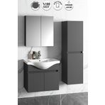 Özceden Yıldız 55+35 cm Antrasit Gri Mat Mdf Seramik Lavabolu Sepetli Asma Banyo Dolabı Takımı