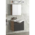 ÖZCEDEN Yıldız 65 cm Antrasit Gri Mat-Atlantik Çam MDF Seramik Lavabolu Asma Banyo Dolabı Takımı
