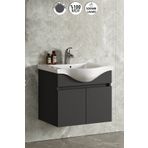 ÖZCEDEN Yıldız 65 cm Antrasit Gri Mat MDF Seramik Lavabolu Asma Banyo Alt Dolabı