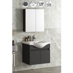 Özceden Yıldız 65 cm Antrasit Gri Mat Mdf Seramik Lavabolu Asma Banyo Dolabı Takımı