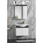 ÖZCEDEN Yıldız 65 Cm Beyaz-antrasit Gri Mat Mdf Seramik Lavabolu Asma Banyo Dolabı Takımı