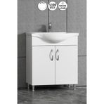ÖZCEDEN Yıldız 65 cm Beyaz MDF Seramik Lavabolu Ayaklı Banyo Alt Dolabı