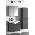 Özceden Yıldız 65+35 cm Antrasit Gri Mat Mdf Seramik Lavabolu Asma Banyo Dolabı Takımı
