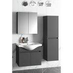 Özceden Yıldız 65+35 cm Antrasit Gri Mat Mdf Seramik Lavabolu Sepetli Asma Banyo Dolabı Takımı
