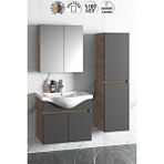ÖZCEDEN Yıldız 65+35 cm Atlantik Çam-Antrasit Gri Mat MDF Seramik Lavabolu Asma Banyo Dolabı Takımı