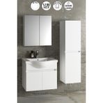 Özceden Yıldız 65+35 cm Beyaz Mdf Seramik Lavabolu Sepetli Asma Banyo Dolabı Takımı