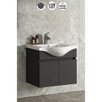 Özceden Yıldız 75 cm Antrasit Gri Mat Mdf Seramik Lavabolu Asma Banyo Alt Dolabı