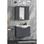 ÖZCEDEN Yıldız 75 cm Antrasit Gri Mat MDF Seramik Lavabolu Asma Banyo Dolabı Takımı