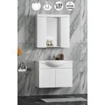Özceden Yıldız 75 cm Beyaz Mdf Seramik Lavabolu Asma Banyo Dolabı Takımı