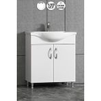 ÖZCEDEN Yıldız 75 cm Beyaz MDF Seramik Lavabolu Ayaklı Banyo Alt Dolabı