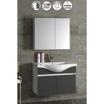ÖZCEDEN Yıldız 80 cm Beyaz-Antrasit Gri Mat MDF Seramik Lavabolu Asma Banyo Dolabı Takımı