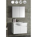 Özceden Yıldız 80 cm Beyaz MDF Seramik Lavabolu Asma Banyo Dolabı Takımı Modern Tasarım