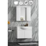 Özceden Yıldız 80 cm Beyaz MDF Seramik Lavabolu Asma Banyo Dolabı Takımı