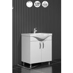 ÖZCEDEN Yıldız 80 cm Beyaz MDF Seramik Lavabolu Ayaklı Banyo Alt Dolabı
