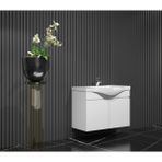 Özceden Yıldız 80 cm Komple Parlak Beyaz Renkli Mdf Alt Dolap ve Lavabo Taşı