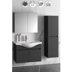 Özceden Yıldız 80+35 cm Antrasit Gri Mat Mdf Seramik Lavabolu Sepetli Asma Banyo Dolabı Takımı