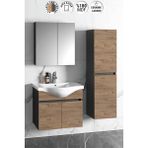 Özceden Yıldız 80+35 cm Atlantik Çam-Antrasit Gri Mat Mdf Seramik Lavabolu Asma Banyo Dolabı Takımı - Antrasit - Atlantik Çam