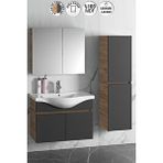 ÖZCEDEN Yıldız 80+35 cm Atlantik Çam-Antrasit Gri Mat MDF Seramik Lavabolu Asma Banyo Dolabı Takımı