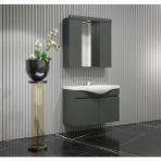 Özceden Yıldız Banyo Dolabı 80 cm Komple Antrasit Gri Mat