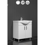 Özceden Yıldız Beyaz MDF Banyo Dolabı 80 cm Ayaklı Çanak Lavabo ile Modern Tasarım