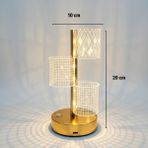 Ozcmax 3 Parça Silindirik Kristal Ekosee Kareli LED Masa Lambası – Gold Gövdeli, Dokunmatik, 3 Kademe Işık Ayarlı Şarjlı Dekoratif Lamba