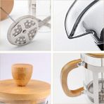 Ozcmax Ahşap Detaylı 350 ml Cam Frenchh Press