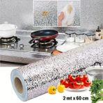 Ozcmax Rulo Gümüş Alüminyum Folyo Duvar Kağıdı, Kendinden Yapışkanlı Raf Içi, Su Geçirmez Folyo 2 mt Xx 60 cm