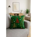 Özdağ Home Concept Yılbaşı Desenli Dekoratif Çift Taraflı Kırlent Kılıfı – Duck Kumaş 43X43 cm - Yeşil - 43 x 43 cm