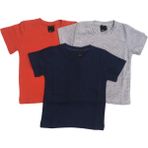 Özdemirli Bebe Basic Düz Bisiklet Yaka Kısa Kollu Likralı Badi Sweat T-Shirt (3 Lü Paket Gri-Kırmızı-Lacivert) - 4 Yaş - Gri - Kırmızı - Lacivert