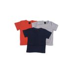 özdemirli bebe Basic Düz Bisiklet Yaka Kısa Kollu Likralı Badi Sweat T-shirt (3 Lü Paket Gri-kırmızı-lacivert)