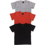 Özdemirli Bebe Basic Düz Bisiklet Yaka Kısa Kollu Likralı Badi Sweat T-Shirt (3 Lü Paket Gri-Kırmızı-Siyah) - 11 Yaş - Gri - Kırmızı - Siyah
