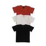 özdemirli bebe Basic Düz Bisiklet Yaka Kısa Kollu Likralı Badi Sweat T-shirt (3 Lü Paket Kırmızı-beyaz-siyah)