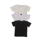 özdemirli bebe Basic Düz Bisiklet Yaka Kısa Kollu Likralı Badi Sweat T-shirt (3 Lü Paket Krem-siyah-beyaz)