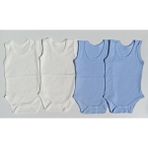 Özdemirli Bebe Jakarlı Klimalı Askılı Çıtçıtlı Badi 4 Lü Paket - 2 - 3 Yaş - Krem Rengi - Mavi
