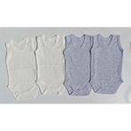 Özdemirli Bebe Jakarlı Klimalı Askılı Çıtçıtlı Badi 4 Lü Paket - 3 - 4 Yaş - Krem