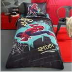 Özdilek 160x230 Spiderman Street Gri Lisanslı Kapitoneli Pamuk Tek Kişilik Çocuk Yatak Örtüsü