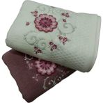 Özdilek 4 Adet Mariposa Nakışlı El Yüz Havlusu 50X90 cm Krem-Mürdüm - 50 x 90 cm - Krem - Mürdüm