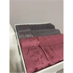 Özdilek 4 Parça Best Hamam Seti, Banyo Havlu Takımı-Ditsy Mürdüm Antrasit - 70 x 150 cm