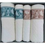 Özdilek 4 Parça Hamam Takımı (2 Ad 90X150 + 2 Ad 50X80) Bej-Mint - 90 x 150 cm