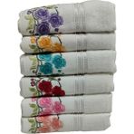 Özdilek 6 Adet Açelya Nakışlı Havlu Model 22-01 - Beyaz - 50 x 90 cm