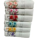 Özdilek 6 Adet Açelya Nakışlı Havlu Model 22-11 - Beyaz - 50 x 90 cm