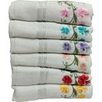 Özdilek 6 Adet Açelya Nakışlı Havlu Model 22-16 - Beyaz - 50 x 90 cm